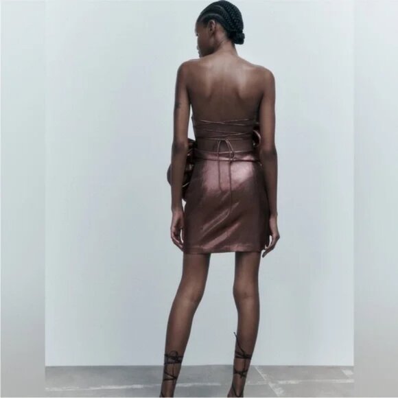 NWOT Zara Voluminous Flower Dress in Pale Pink size S - Picture 4 of 7